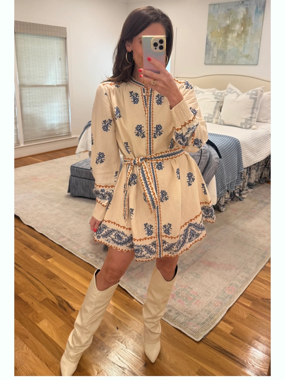 Elizabeth James the Label Ivory Tara Dress Embroidered Boho Cream Peasant Dress